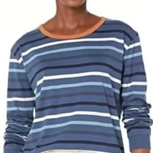 Pendleton Blue Striped Long Sleeve Crew Neck Tee Women's M